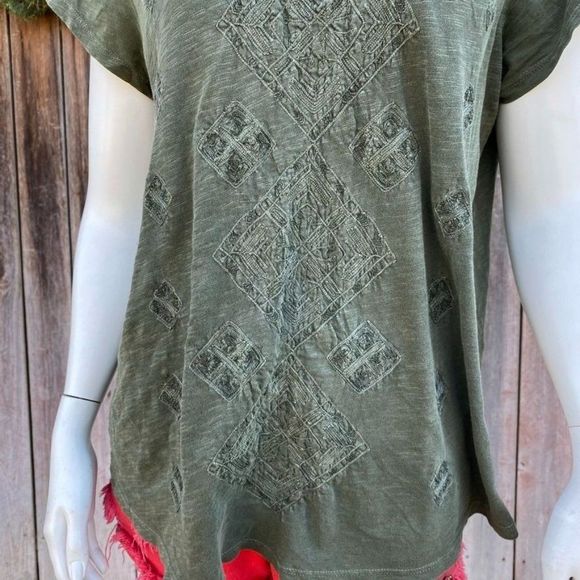 Lucky Brand Green Bohemian Geometric Blouse - Picture 6 of 10